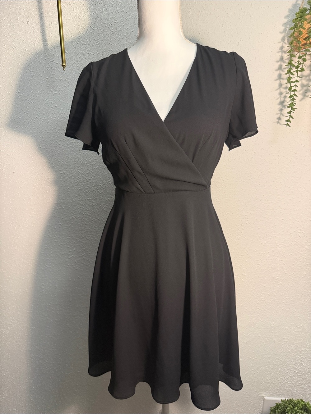 Express Black V-Neck Wrap Mini Dress